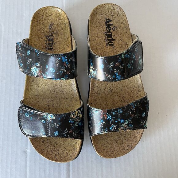 ALEGRIA RUBIE SANDALS VEGAN LEATHER DOUBLE ADJUSTABLE STRAPS SLIDES EU 39 US 9 - Picture 4 of 15